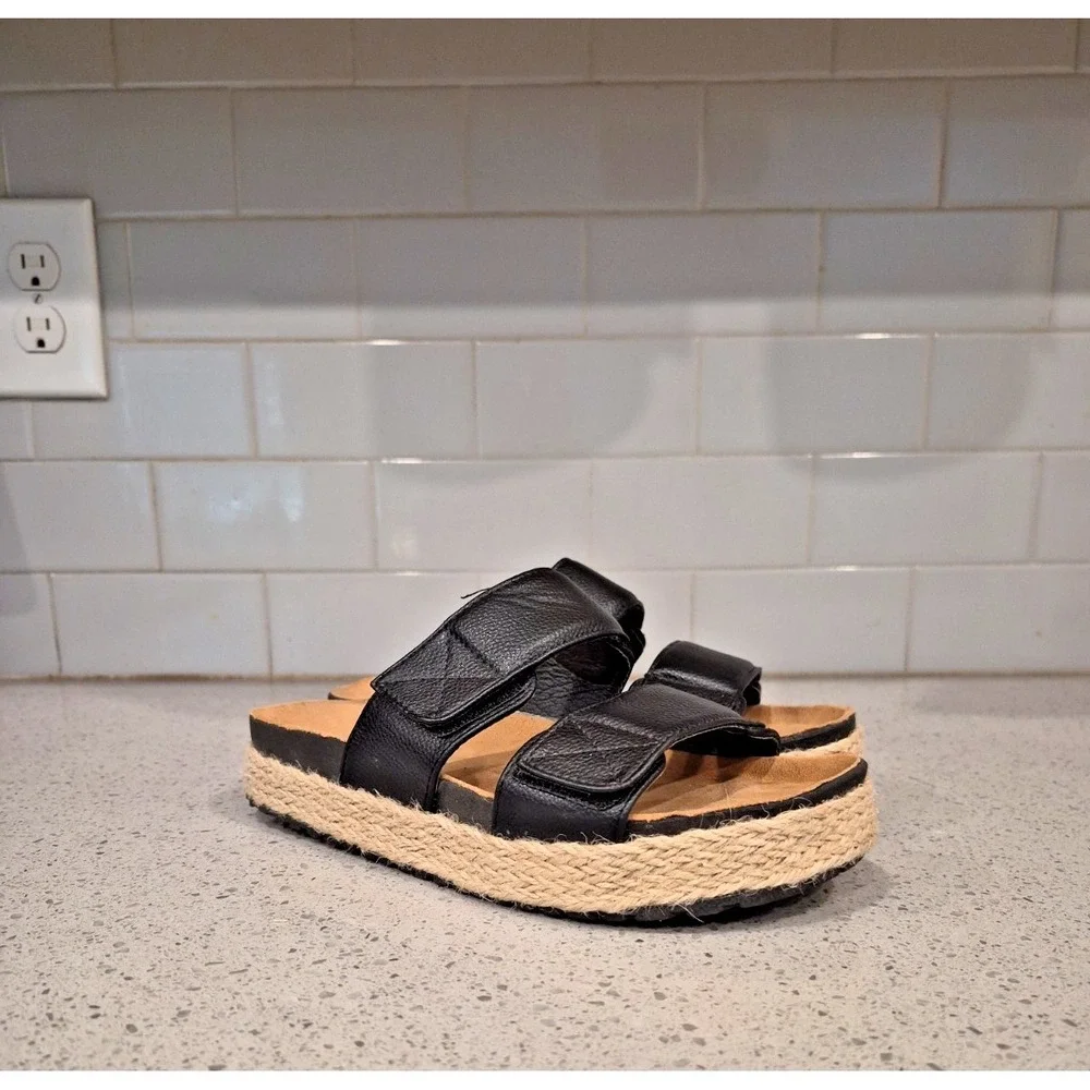 Olivia Miller Women's Palm Cove Espadrille Slide Sandals Black Size 6